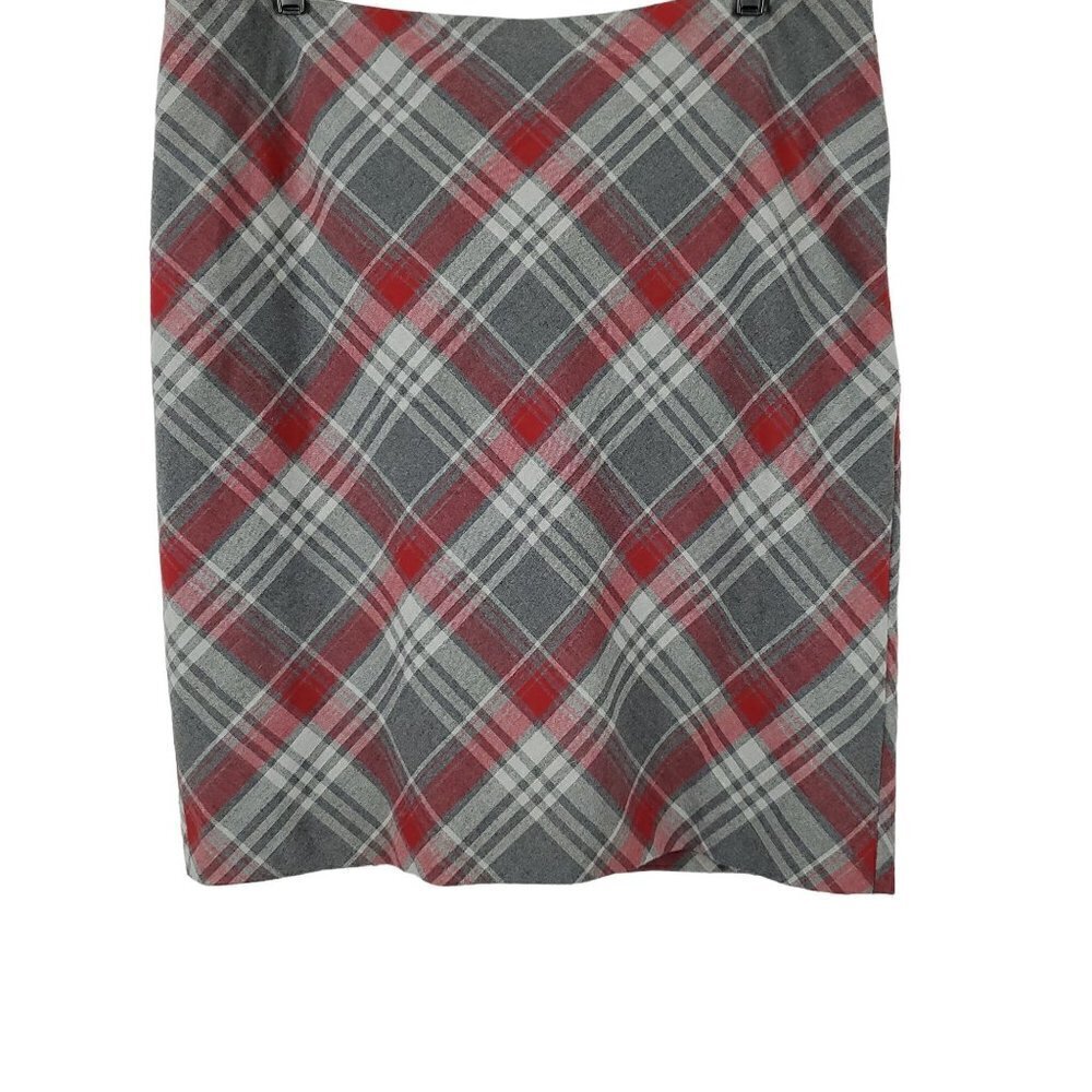 💥041 The Limited Gray & Red Plaid Mini Skirt